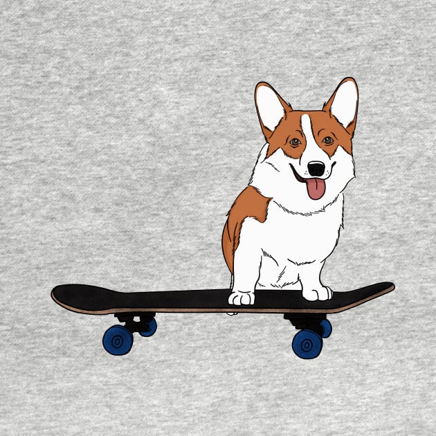 Corgi on Skateboard by rmcbuckeye